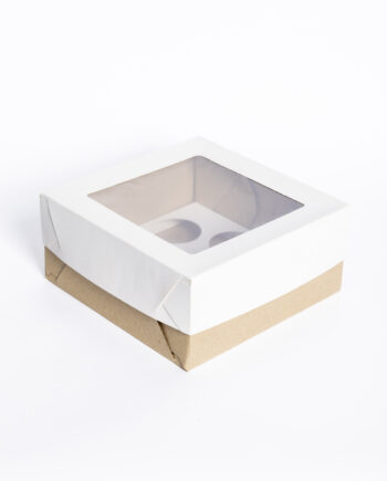 Caja para cupcake con visor blanca