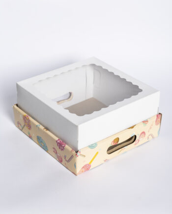 Box cartulina c/visor mótivo desayuno